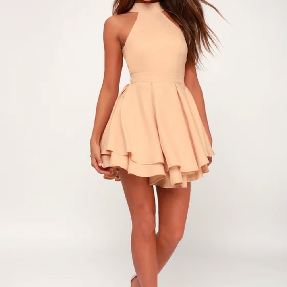 LULUS - Dress Rehearsal Bright Peach Skater Dress